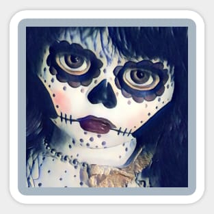 Somber Sugar Skull Girl Sticker